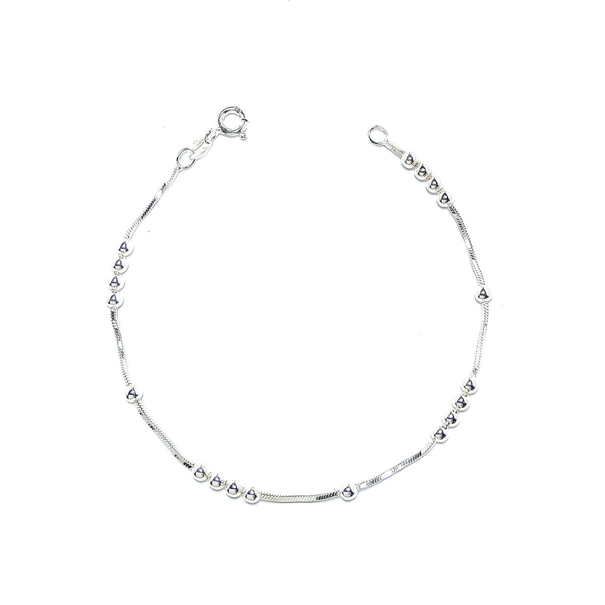 COGGIOLA - Pulsera Cola De Topo Bolitas Plata Fina 925