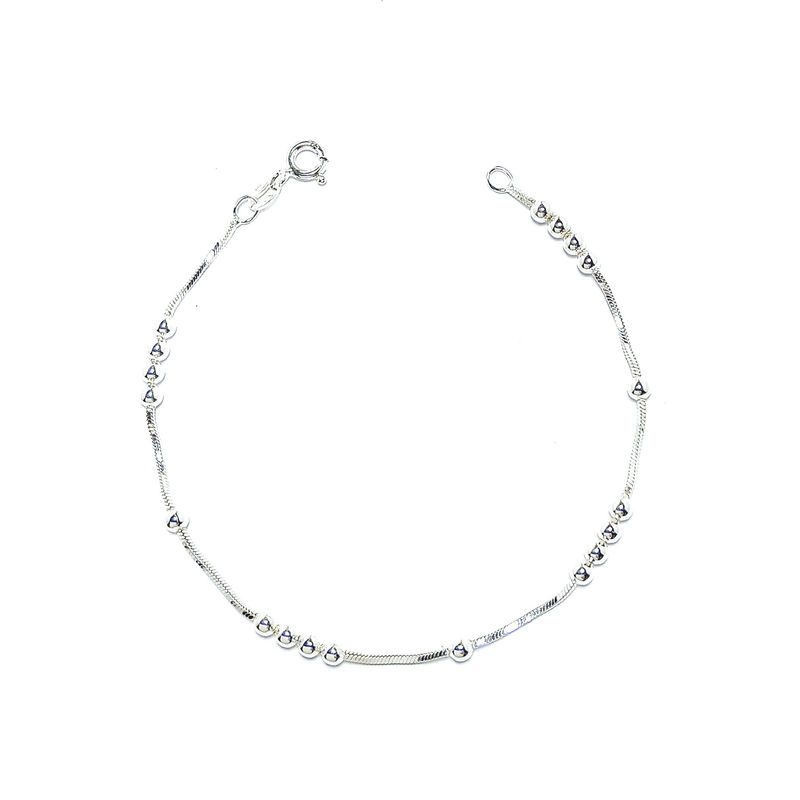 ANDREA COGGIOLA JOYAS - Pulsera Cola De Topo Bolitas Plata Fina 925