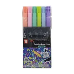 SAKURA - Set Plumones Acuarelables Koi Brush 6 Colores Pastel