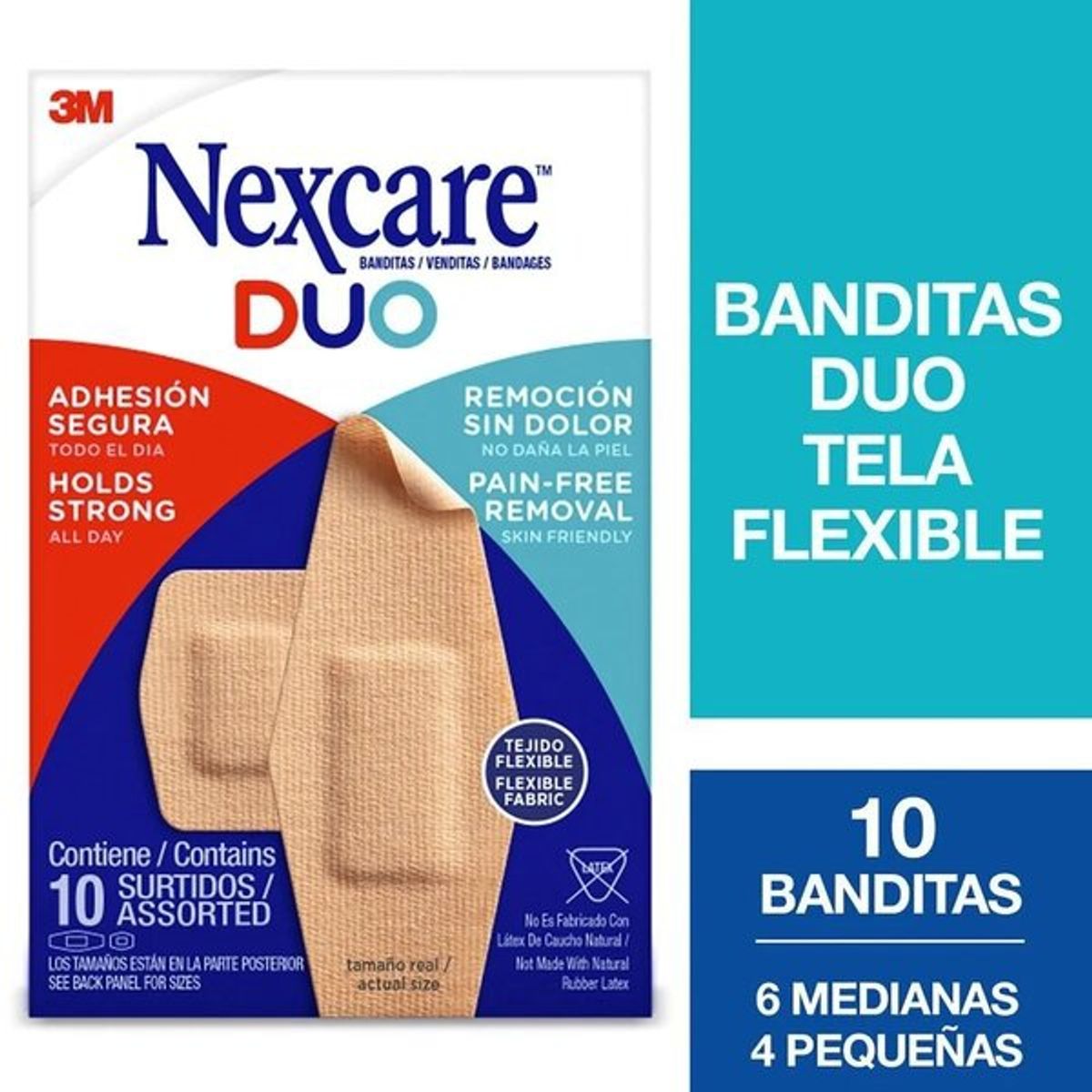 NEXCARE - Nexcare Duo Parche Remocion Sin Dolor Tamaño Surtido 10 Unidades