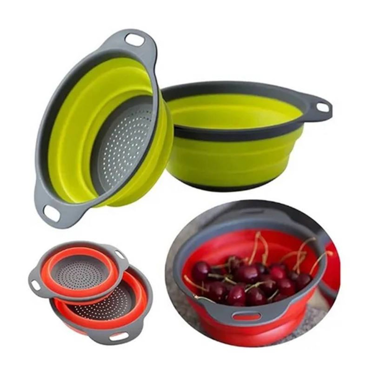 GENERICO - Colador De Silicona Plegable Redondo Grande 24cm