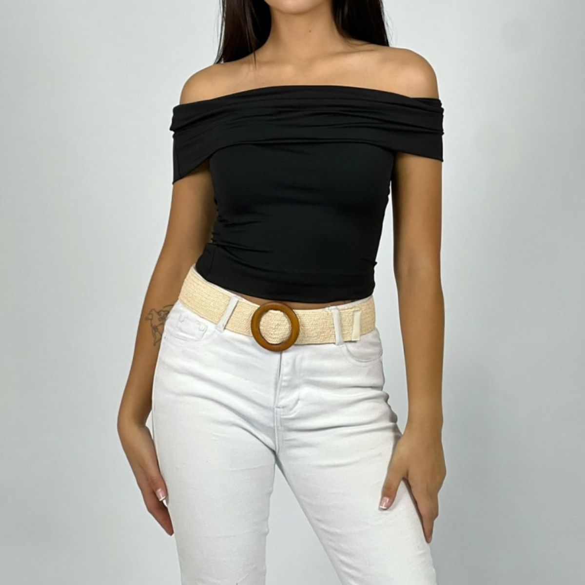 ARRAKASTA - Polera elasticada hombros caídos