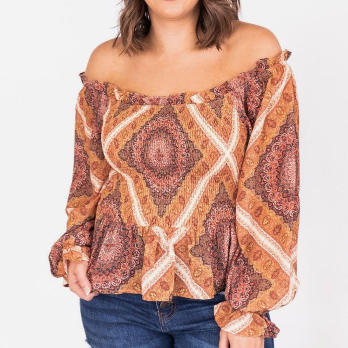 ARRAKASTA - Blusa satinada de hombros elasticados