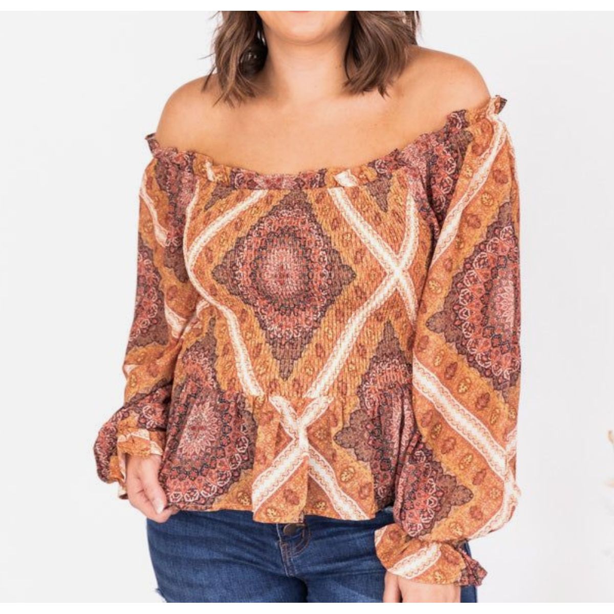 ARRAKASTA - Blusa satinada de hombros elasticados