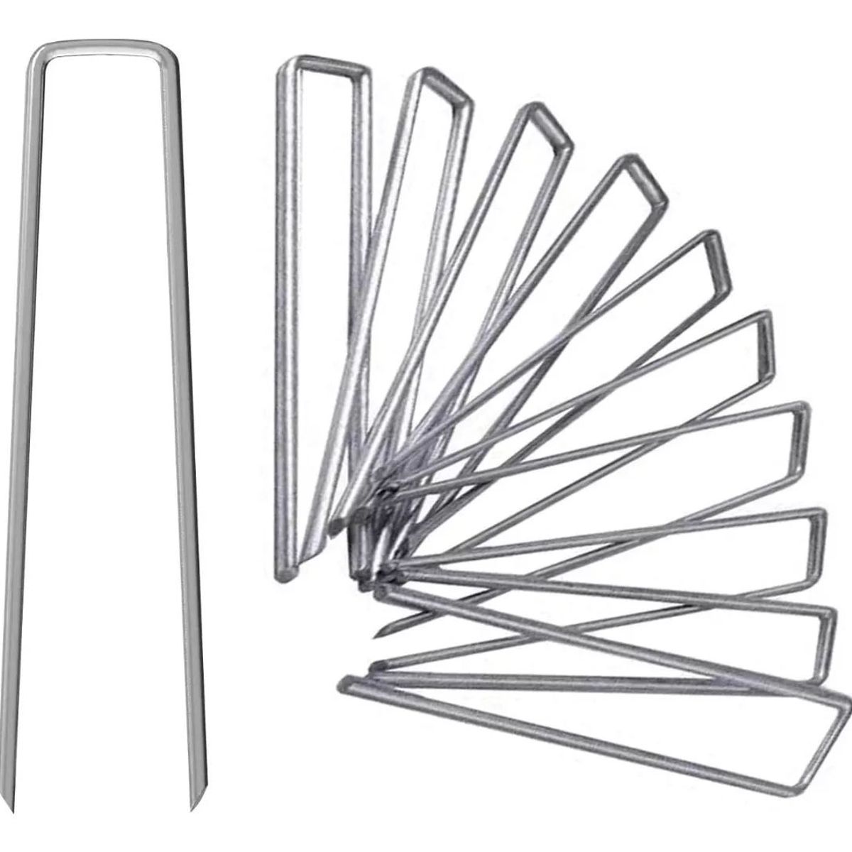 KUANGYE - 50 Piezas Estacas Jardín Grapas Paisajísticas Galvanizadas