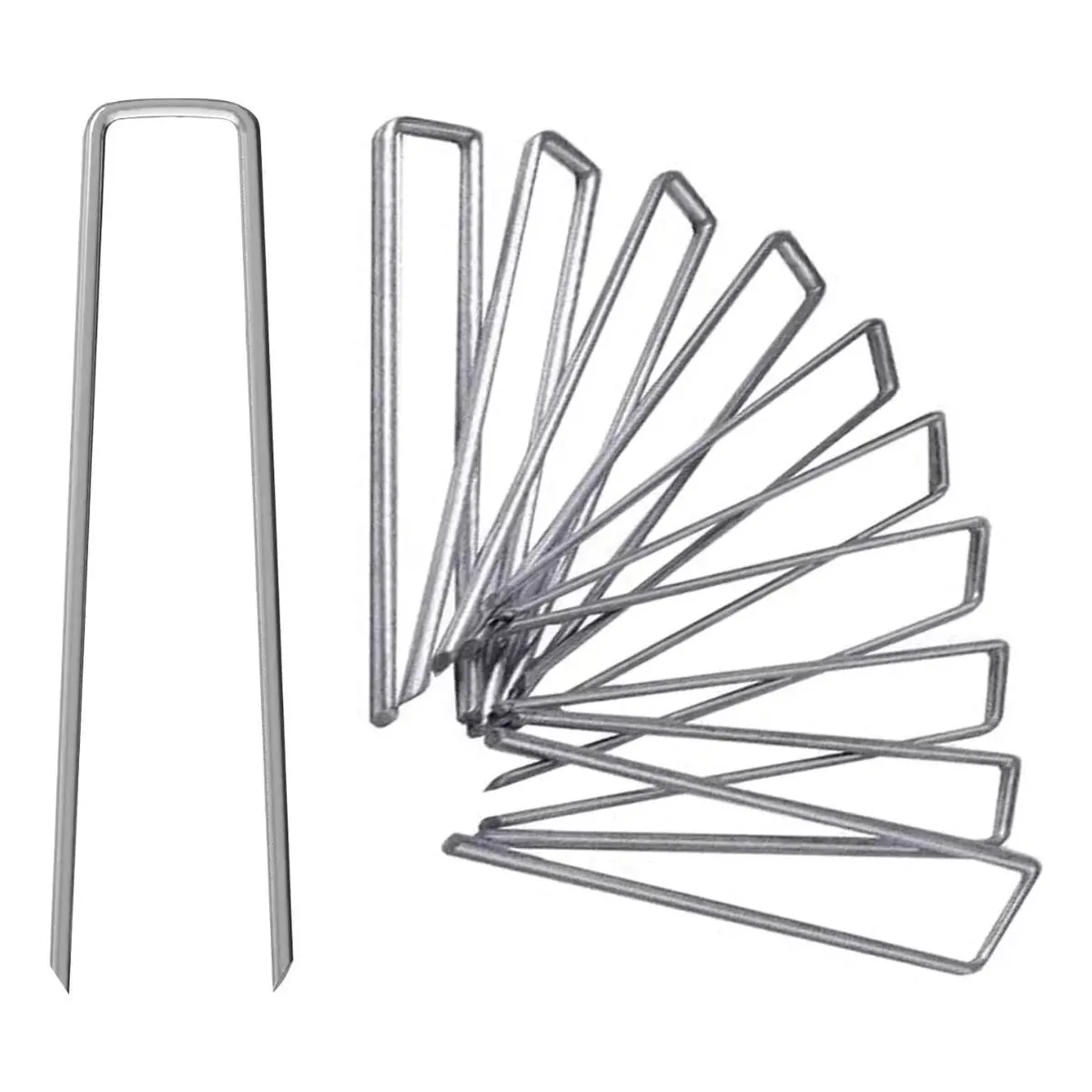 KUANGYE - 50 Piezas Estacas Jardín Grapas Paisajísticas Galvanizadas