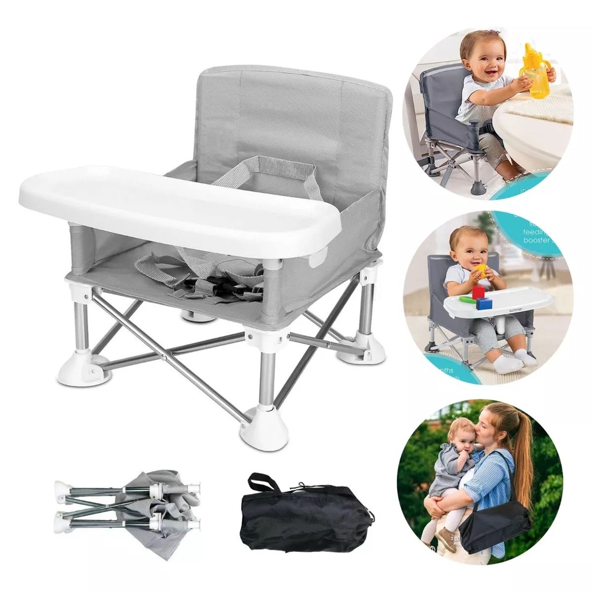 BLUEDREAMER - Plegable Sillas Para Comer Bebé Periquera Exterior Y Hogar