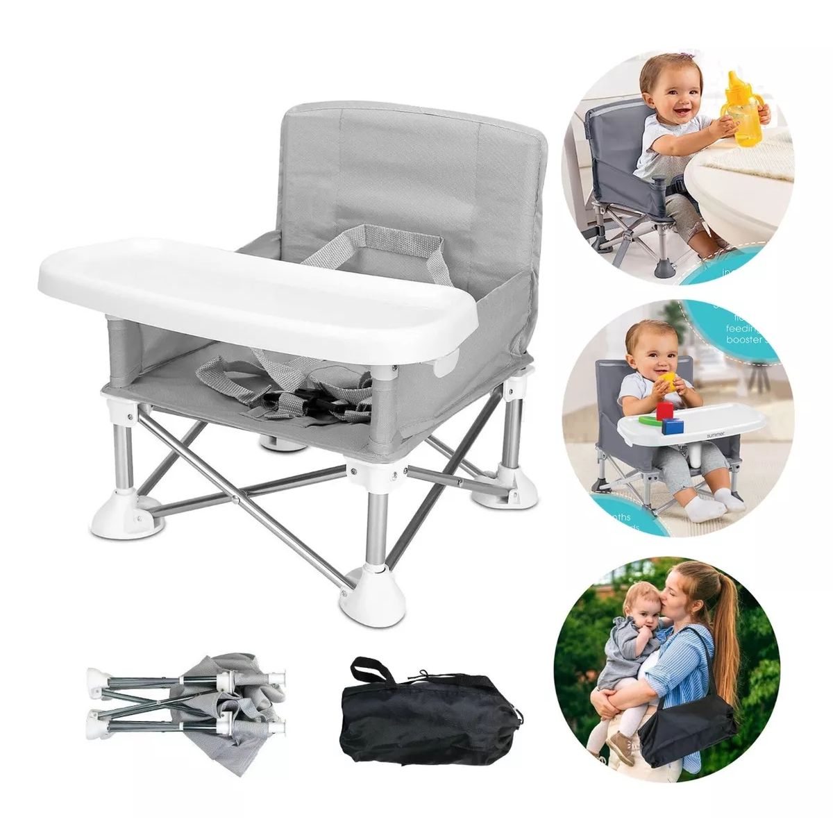 BLUEDREAMER - Plegable Sillas Para Comer Bebé Periquera Exterior Y Hogar