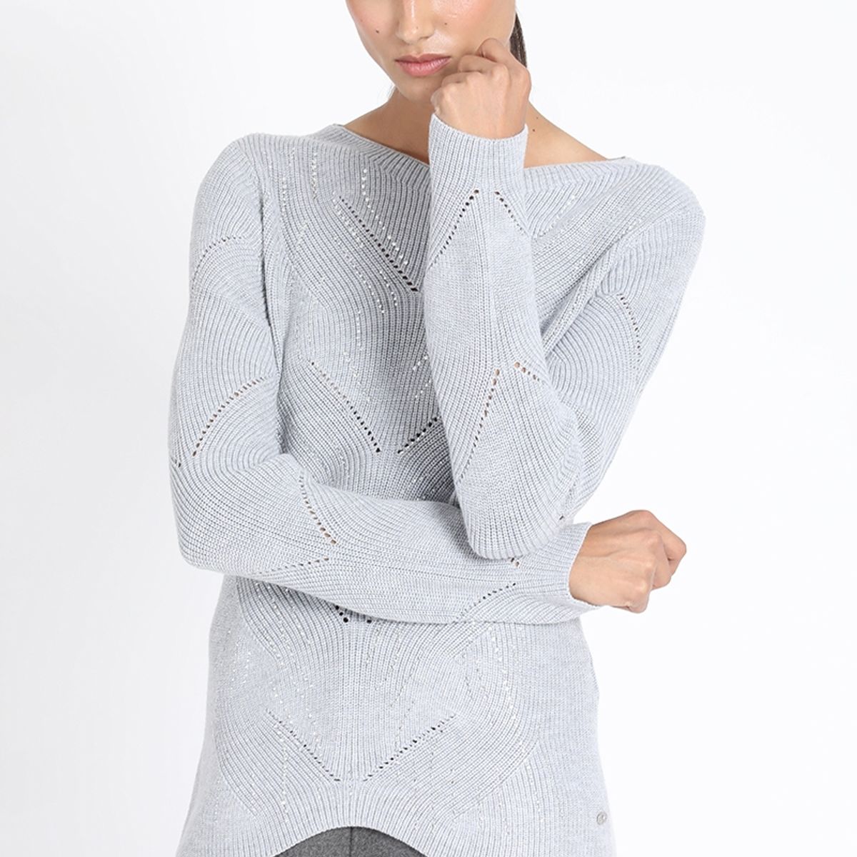 LIOLA - Tejido Punto Fantasia Strass, Gris Liola