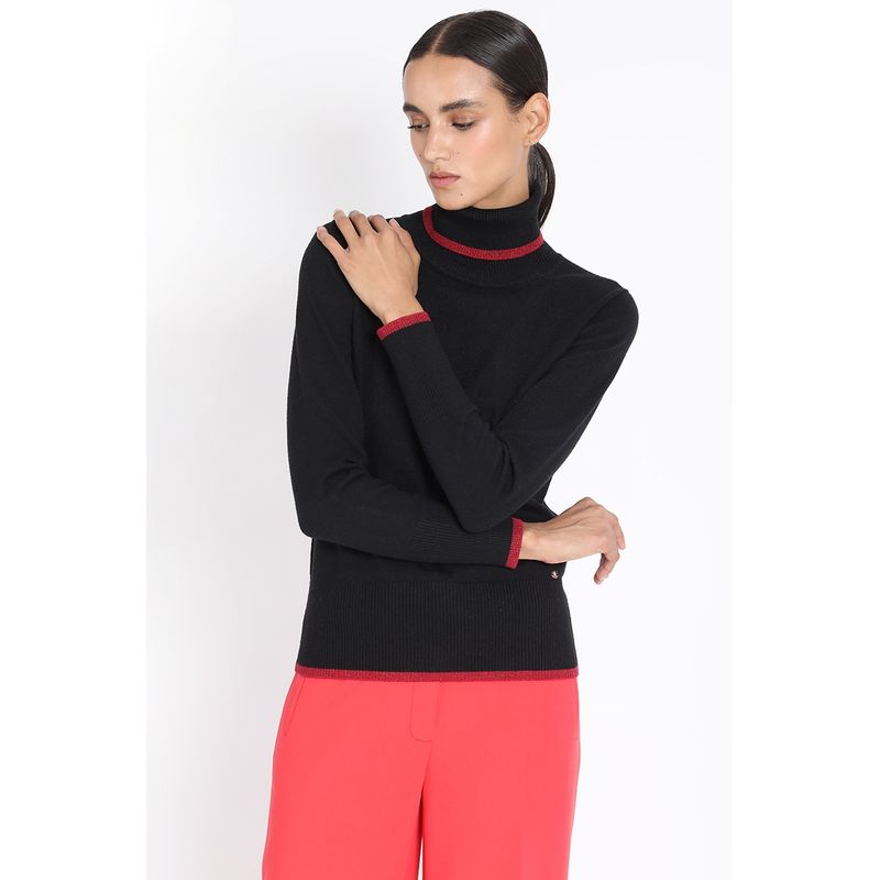LIOLA - Tejido Punto Basico Bicolor, Negro Liola