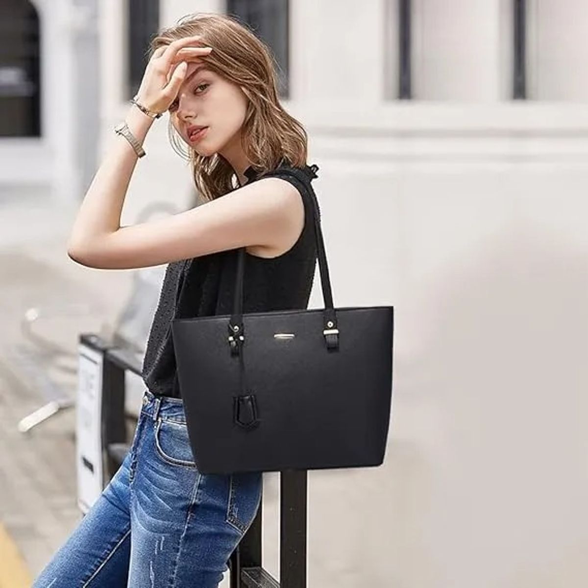 EVERSO - Set 4 Bolsa Hombro Cuero Gran Capacidad Damas Bolsa Mensajer