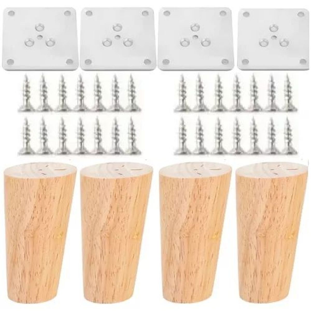 KUANGYE - Set 4 Patas De Madera Maciza Para Muebles 12cm