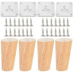 KUANGYE - Set 4 Patas De Madera Maciza Para Muebles 12cm