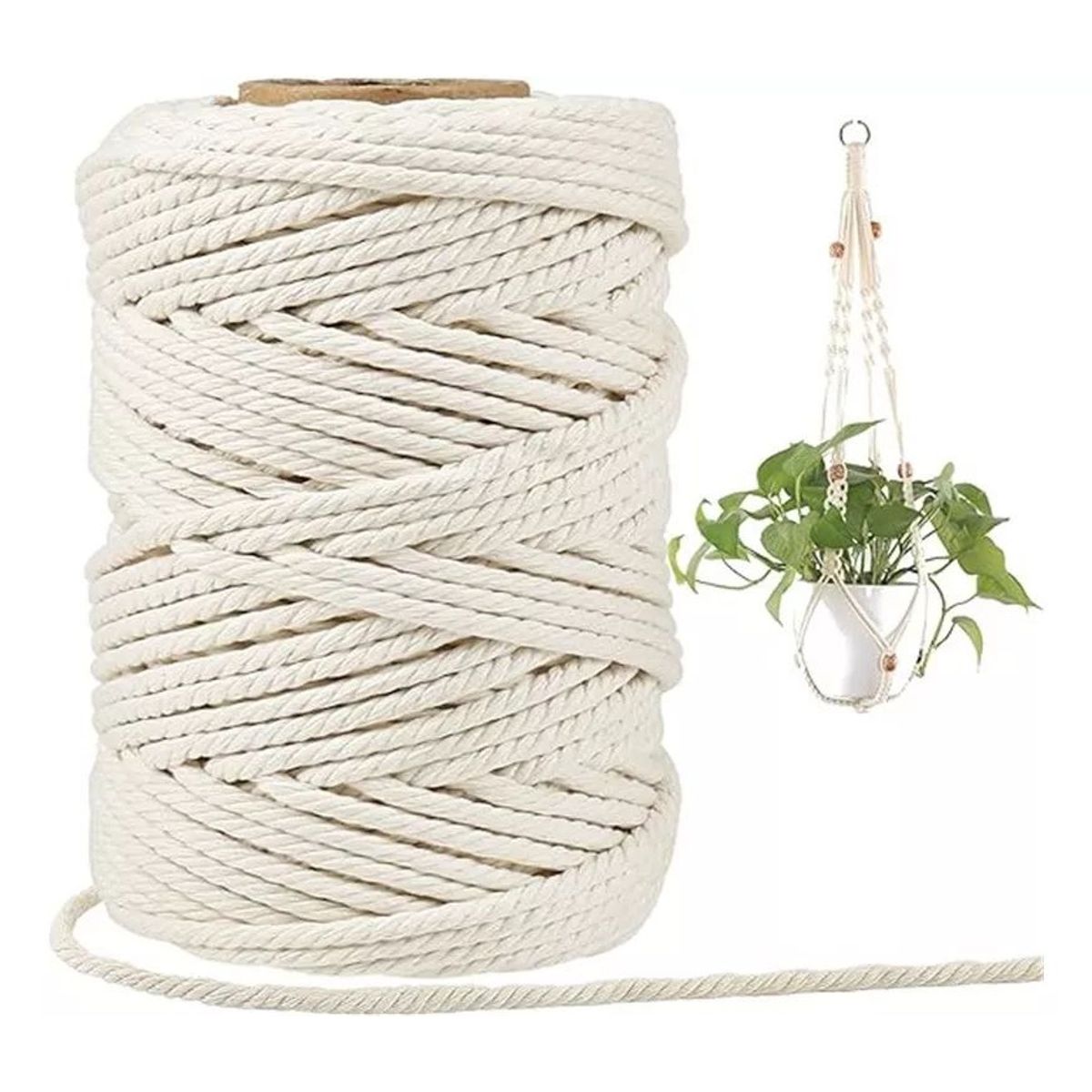 KUANGYE - Cordón Algodón Torcido 5mm 200 Metros Para Macramé