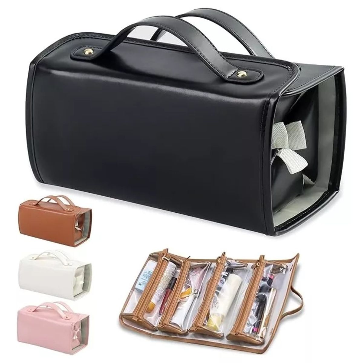 EVERSO - Bolsa Cosmetiquera Sobaquera Neceser De Viaje De Cuero Impermeable