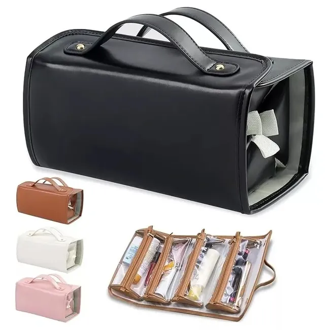 EVERSO - Bolsa Cosmetiquera Sobaquera Neceser De Viaje De Cuero Impermeable