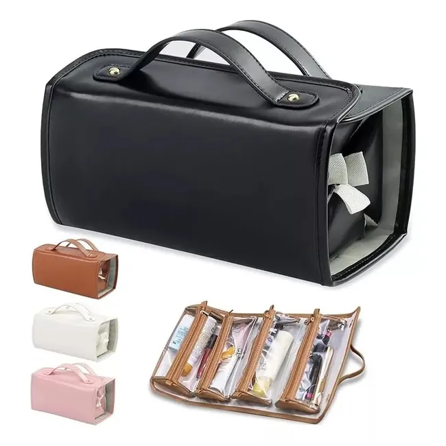 EVERSO - Bolsa Cosmetiquera Sobaquera Neceser De Viaje De Cuero Impermeable