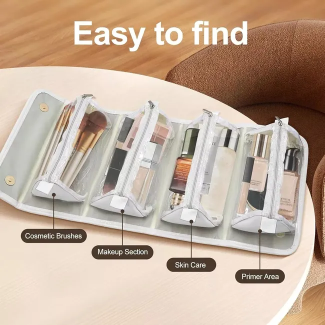 EVERSO - Bolsa Cosmetiquera Sobaquera Neceser De Viaje De Cuero Impermeable