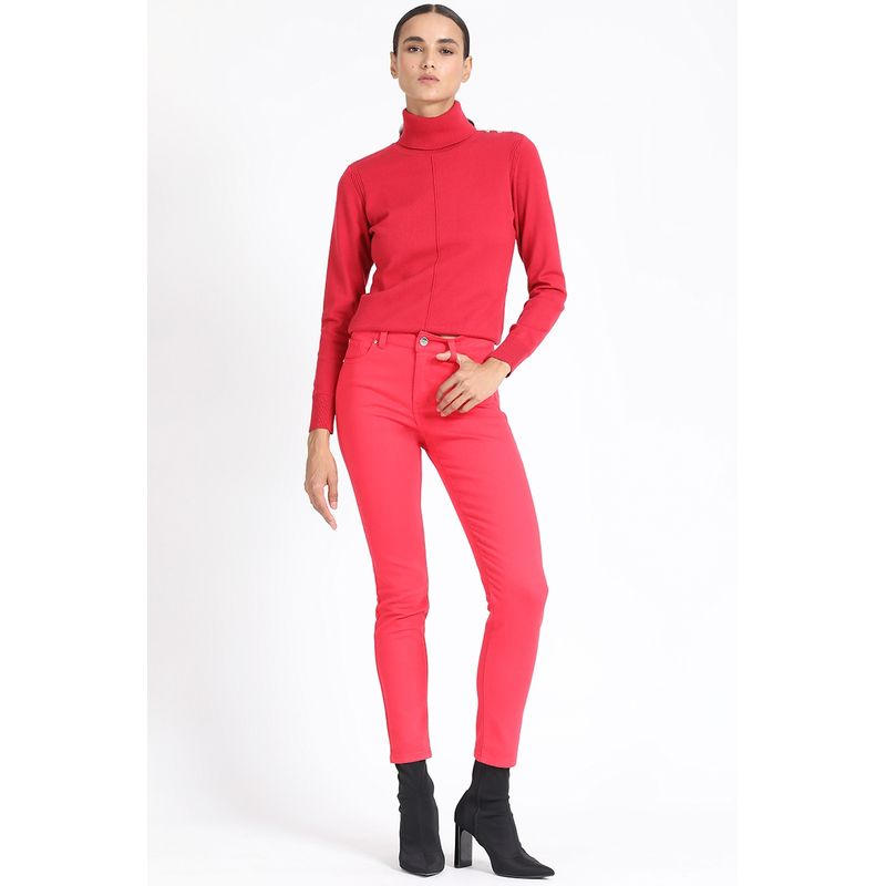 LIOLA - Pantalon  Skinny Tiro Medio, Rojo Liola