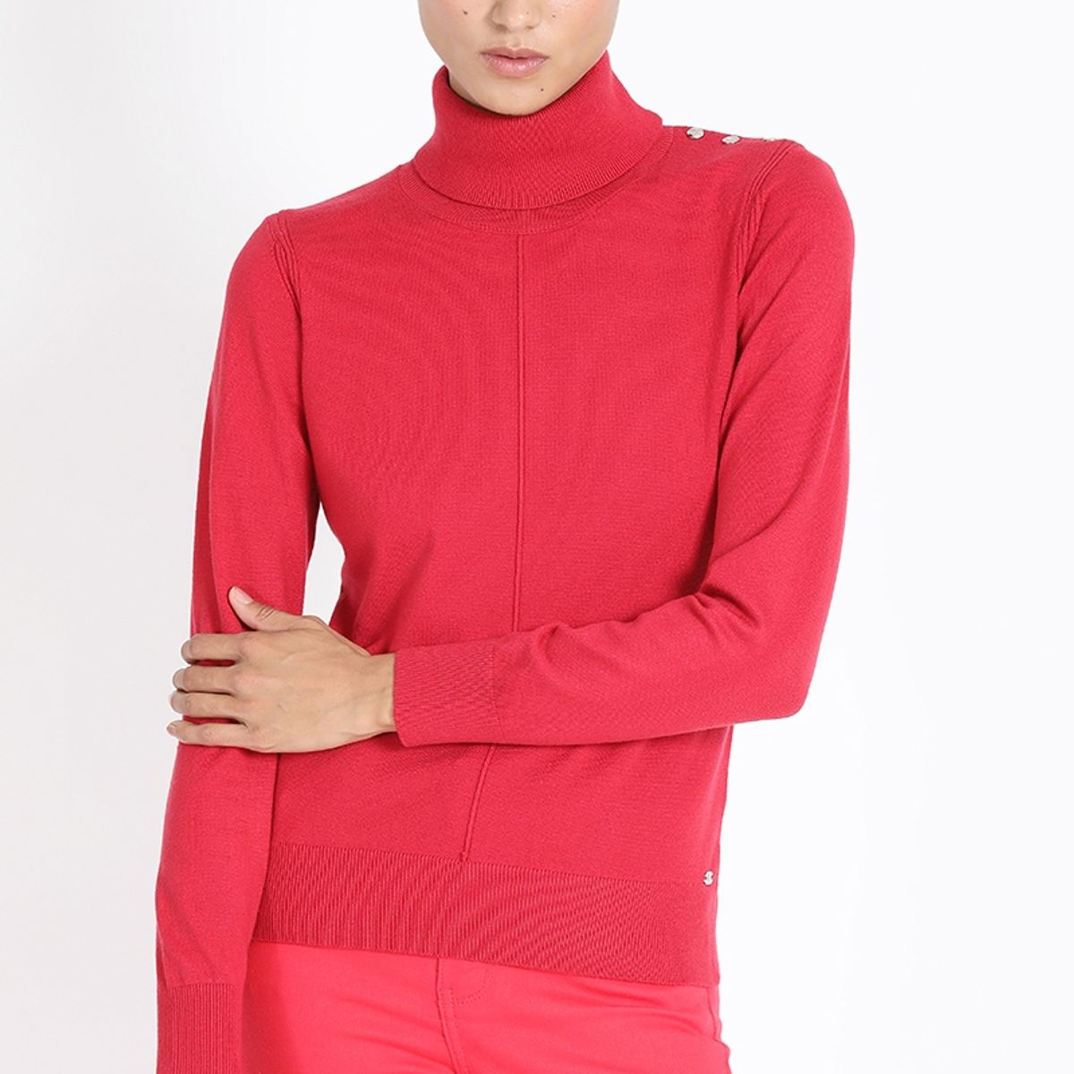 LIOLA - Tejido Punto, Botones En Hombro, Rojo Liola