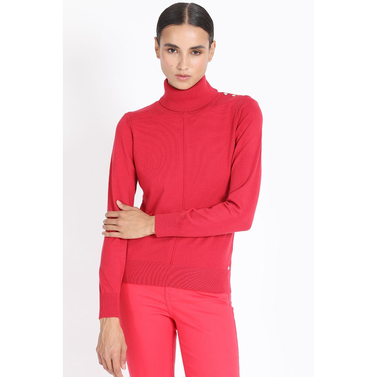 LIOLA - Tejido Punto, Botones En Hombro, Rojo Liola