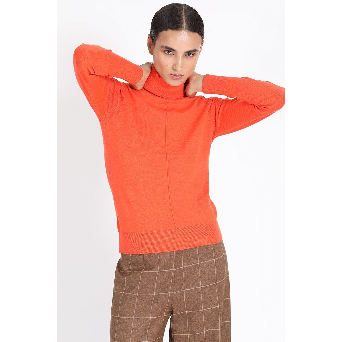 LIOLA - Tejido Punto, Botones En Hombro, Naranjo Liola