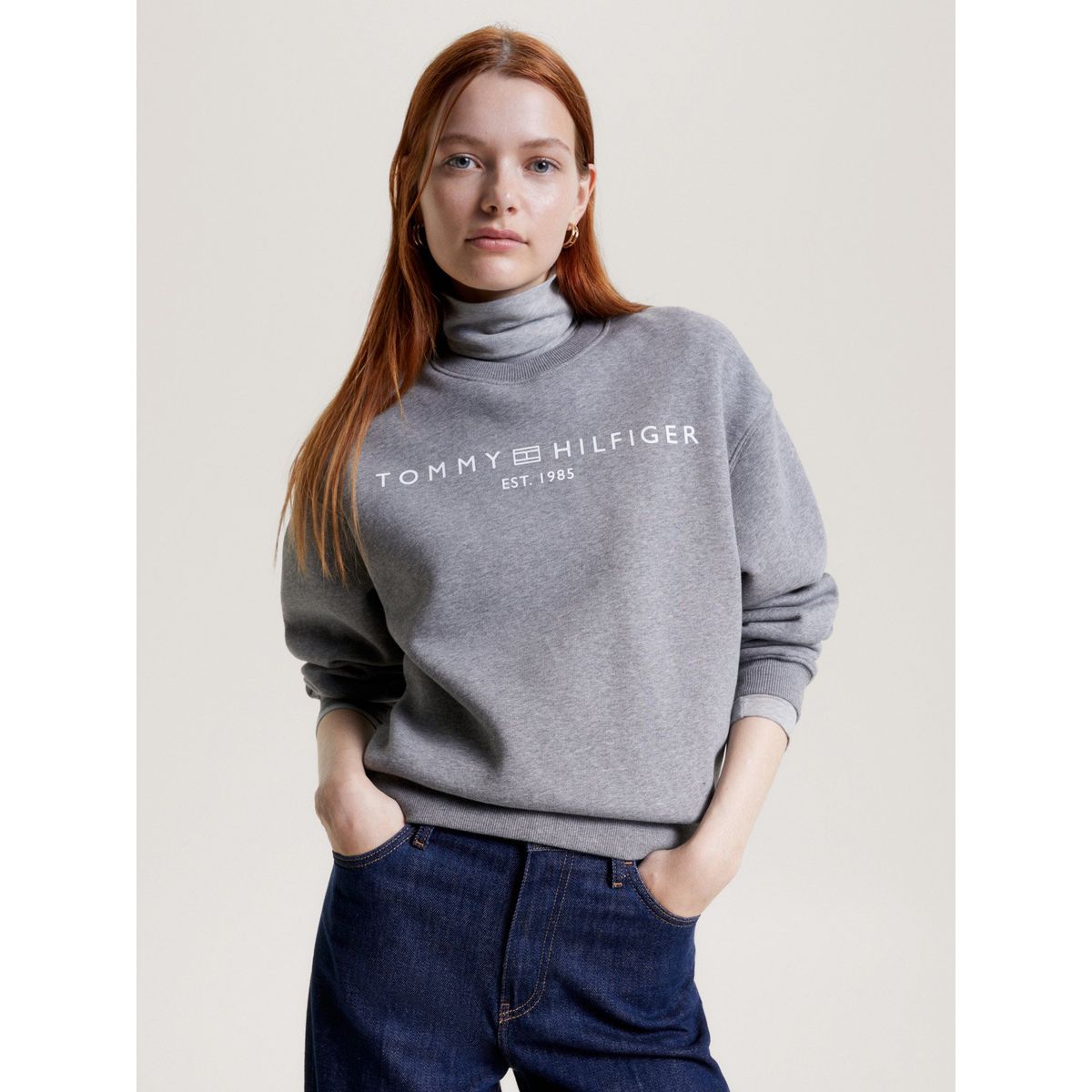 TOMMY HILFIGER - Polerón Modern Con Logo Gris Tommy Hilfiger