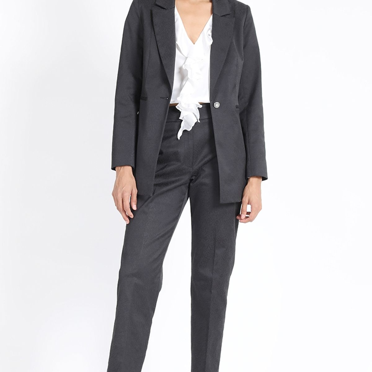 LIOLA - Pantalon Sastre Jacquard Negro Liola