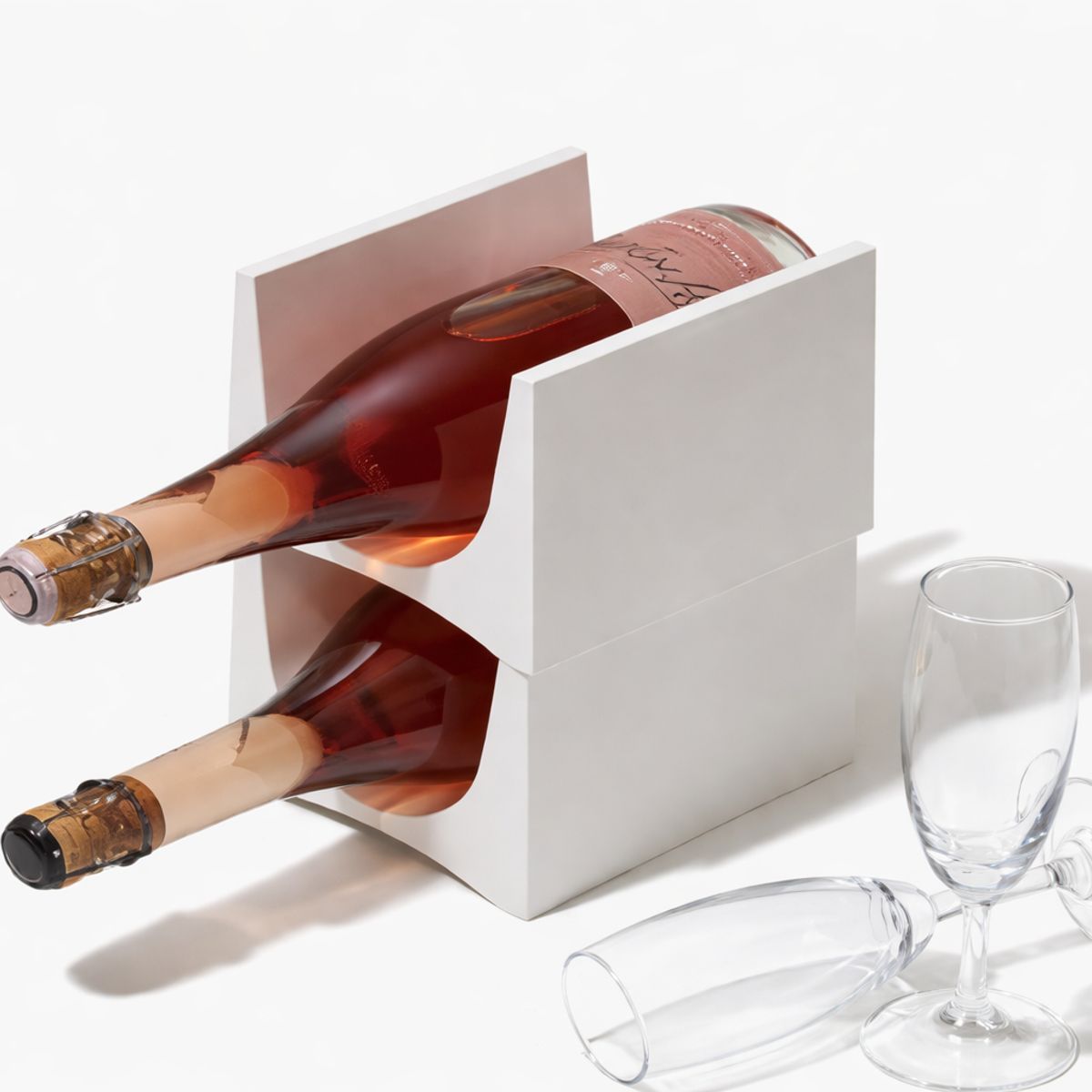 LIKE-IT - Organizador Apilable para Botellas de Vino Like-It STK-12 Blanco Fabricado en Japon