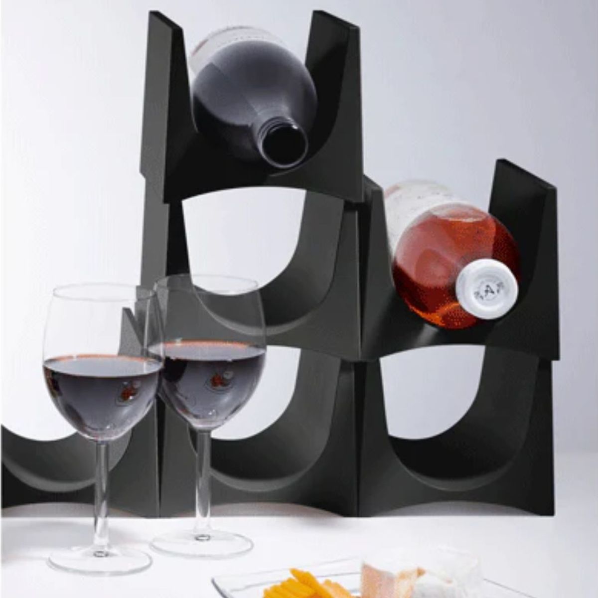 LIKE-IT - Organizador Apilable para Botellas de Vino Like-It STK-12 Negro Fabricado en Japon