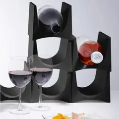 LIKE-IT - Organizador Apilable para Botellas de Vino STK-12 Negro Fabricado en Japon