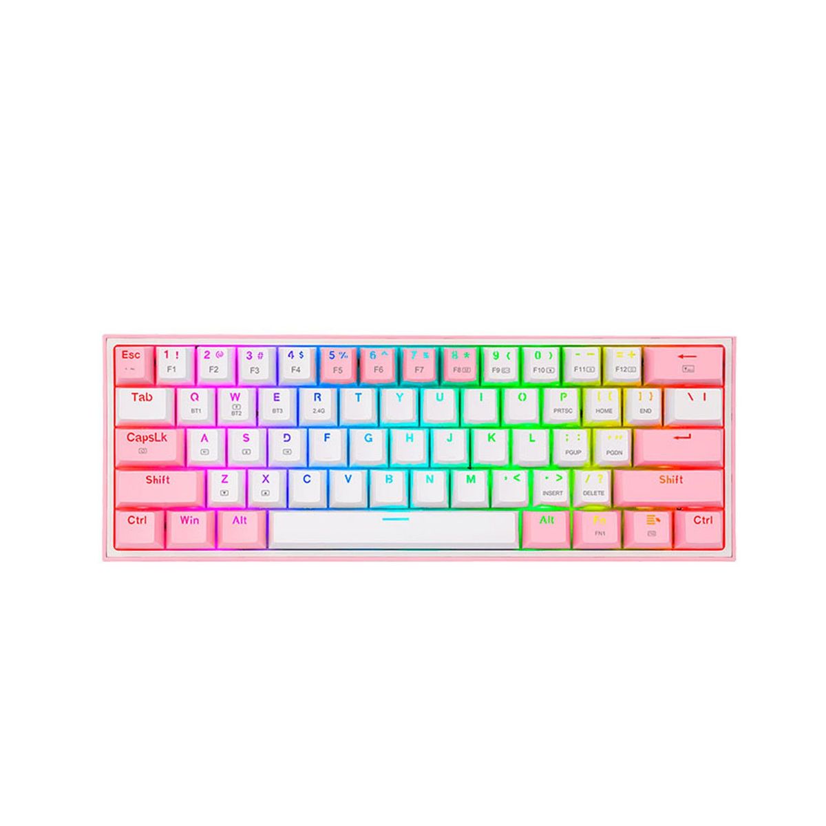 REDRAGON - Teclado Redragon Fizz Pro 60% RGB White/Pink - Crazygames