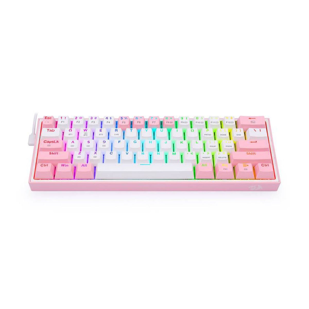 REDRAGON - Teclado Redragon Fizz Pro 60% RGB White/Pink - Crazygames