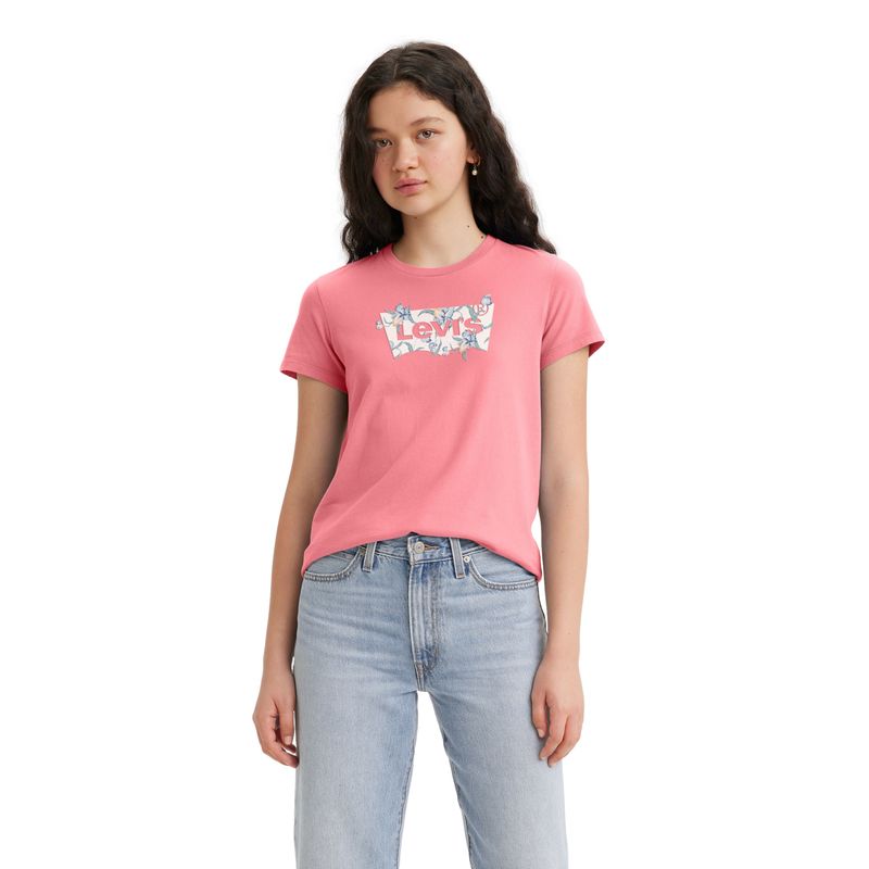 LEVIS - Polera Mujer Regular Logo Batwing Rosado Levis