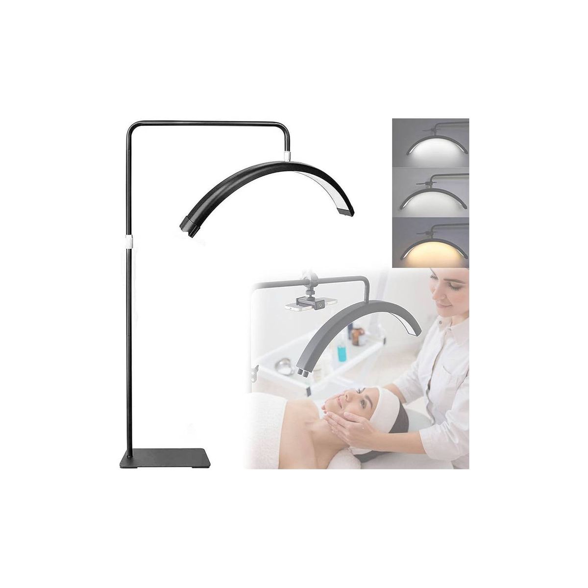 GENERICO - Lampara Led Media Luna Estética Para Pestañas Cejas - Negra