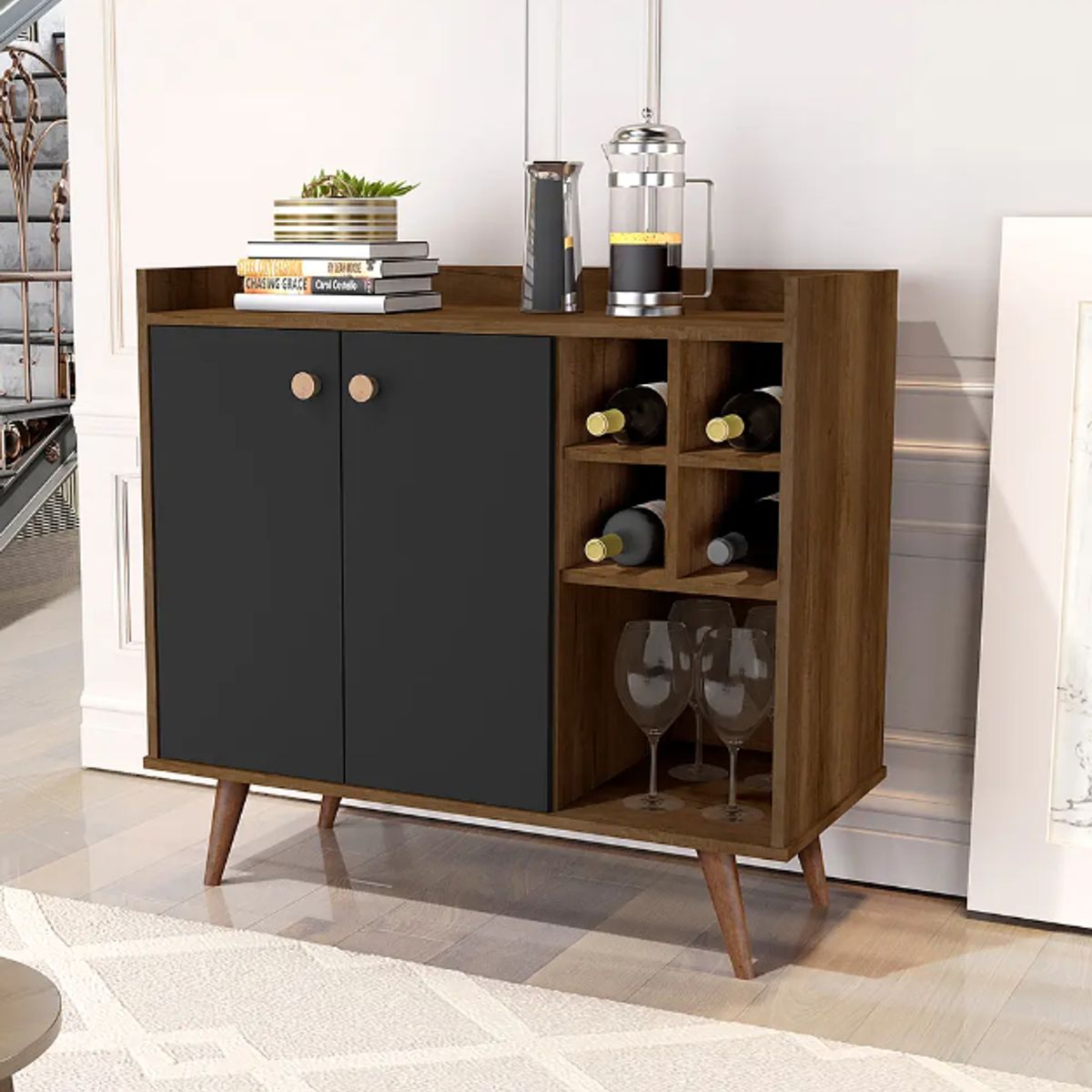 BE DESIGN - ARRIMO BAR 2 PUERTAS BE CANELA NEGRO