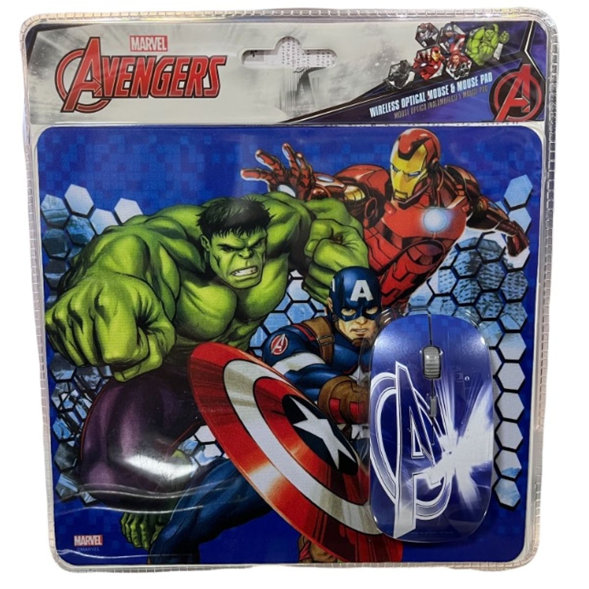 SAKAR - Kit Mouse Inalambrico Y MousePad  para niños Avengers