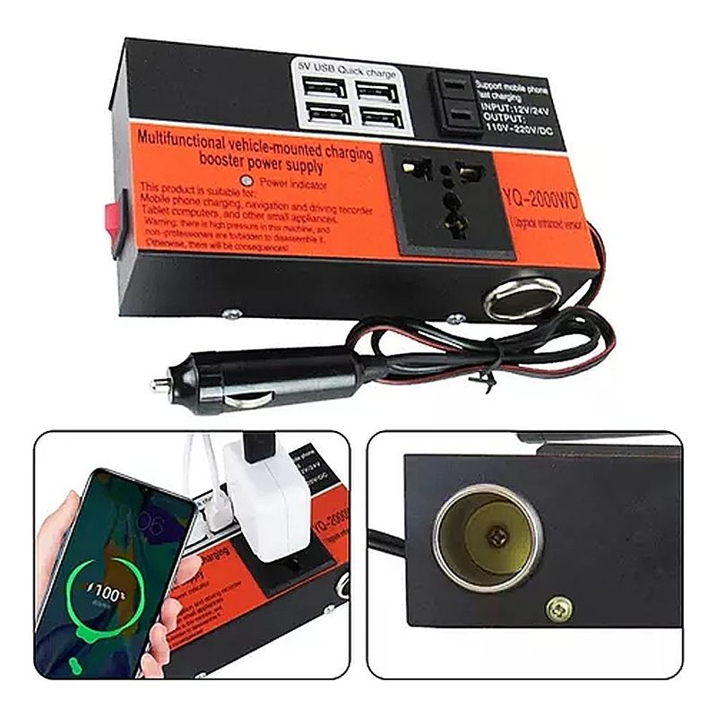 GENERICO - Inversor De Voltaje Auto Convertidor Corriente 12v 220v 15k