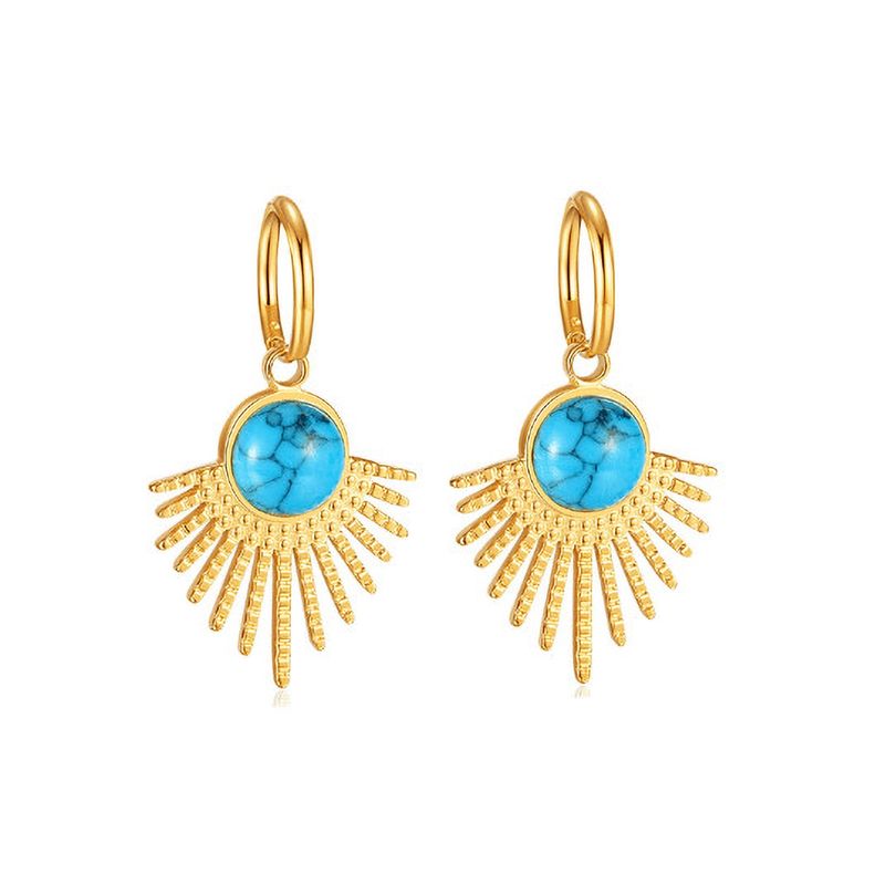 GENERICO - Argollas Rayo Turquesa para mujer - Azul Zafira