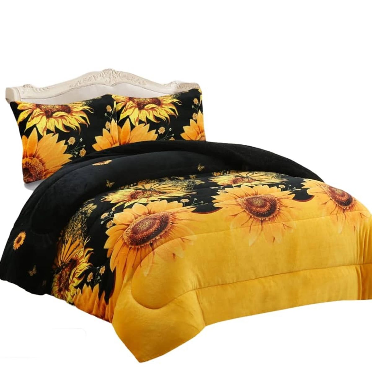 GENERICO - Cobertor CON CHIPORRO PARA INVIERNO quita frio GIRASOL  2 PLAZAS MH