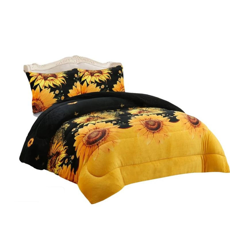 GENERICO - Cobertor CON CHIPORRO PARA INVIERNO quita frio GIRASOL  2 PLAZAS MH