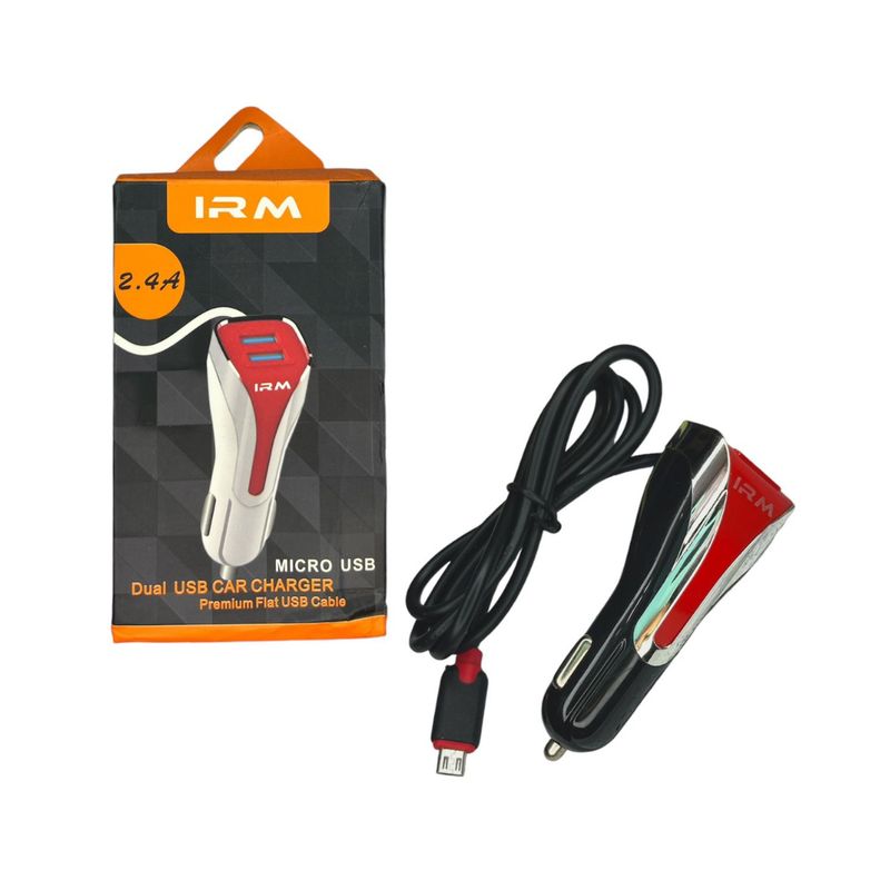 GENERICO - Cargador Auto Doble Usb + Cable Tipo V8 2.4 3 En 1