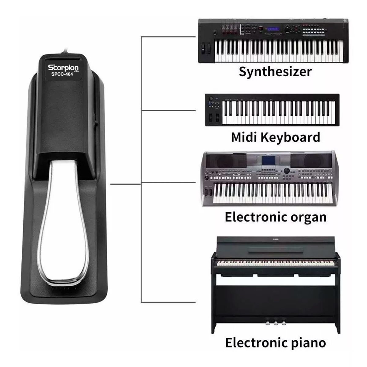 SCORPION - PEDAL SUSTAIN PARA TECLADO SPCC-404 SCORPION