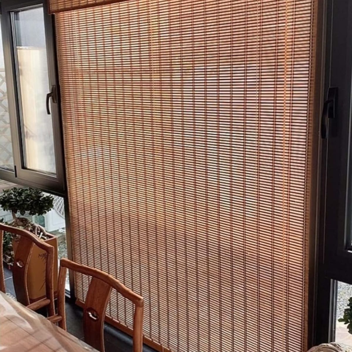 GENERICO - Cortina Persiana Roller Enrollable De Bambú 180x180CM CAFE