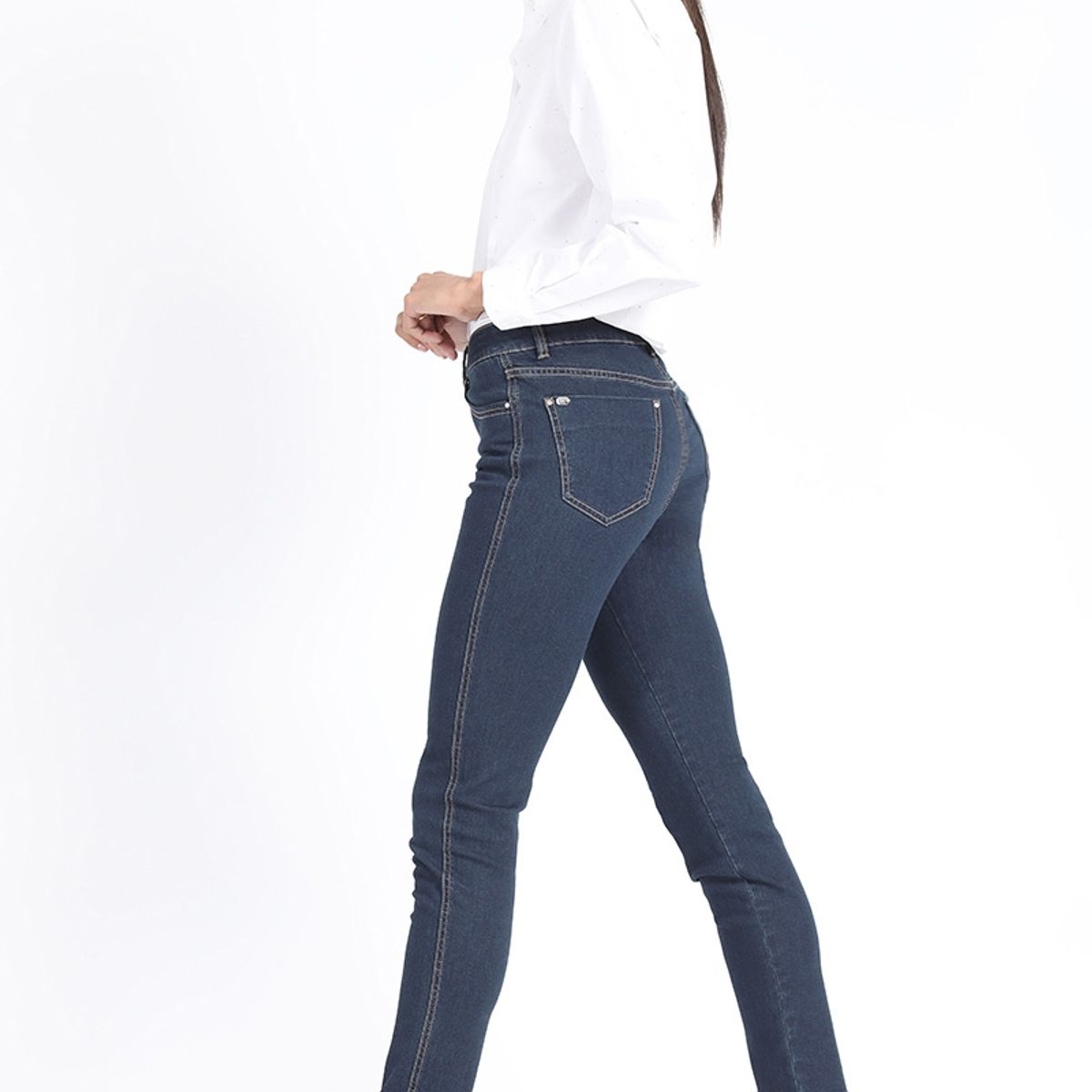 LIOLA - Jeans Skinny Tiro Medio, Indigo Liola