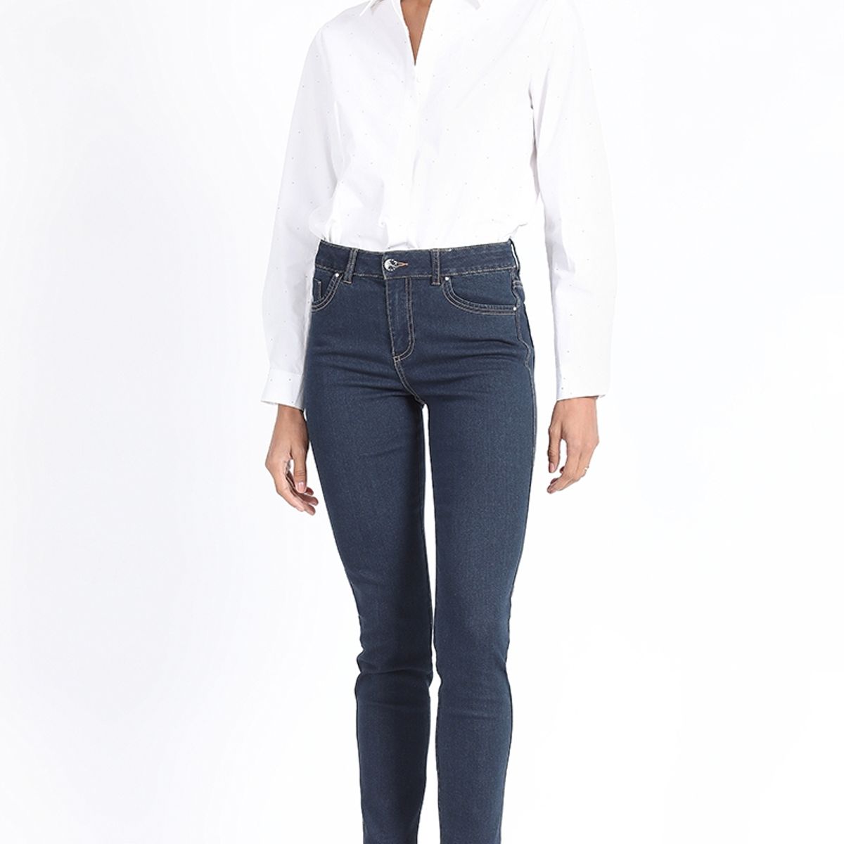 LIOLA - Jeans Skinny Tiro Medio, Indigo Liola