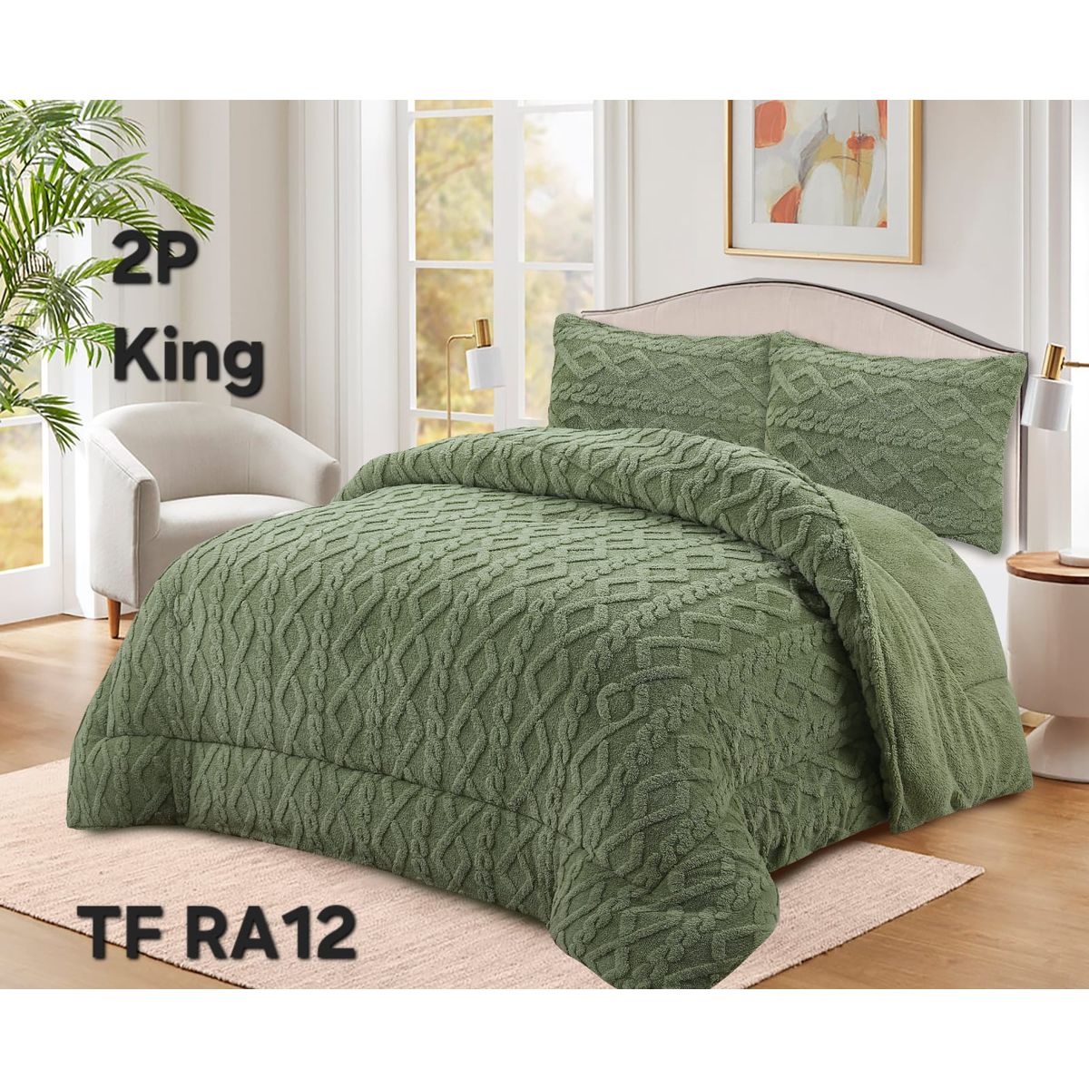 GENERICO - Cobertor de invierno Texturizado con CHIPORRO 2 Plazas Verde