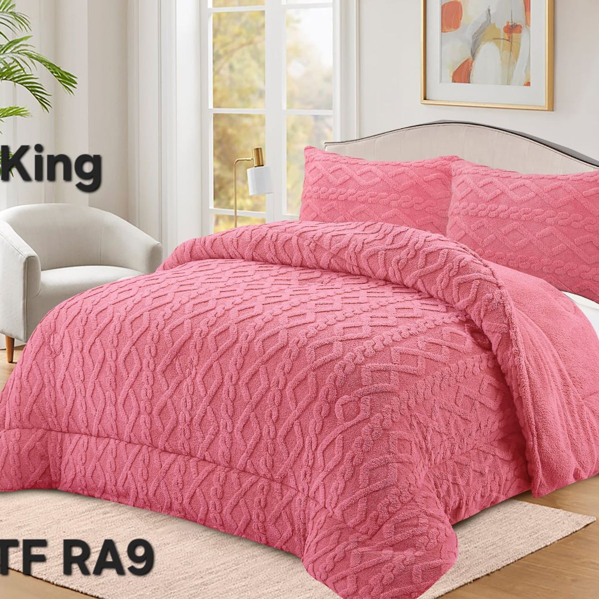 GENERICO - Cobertor de invierno Texturizado con CHIPORRO 2 Plazas Rosado