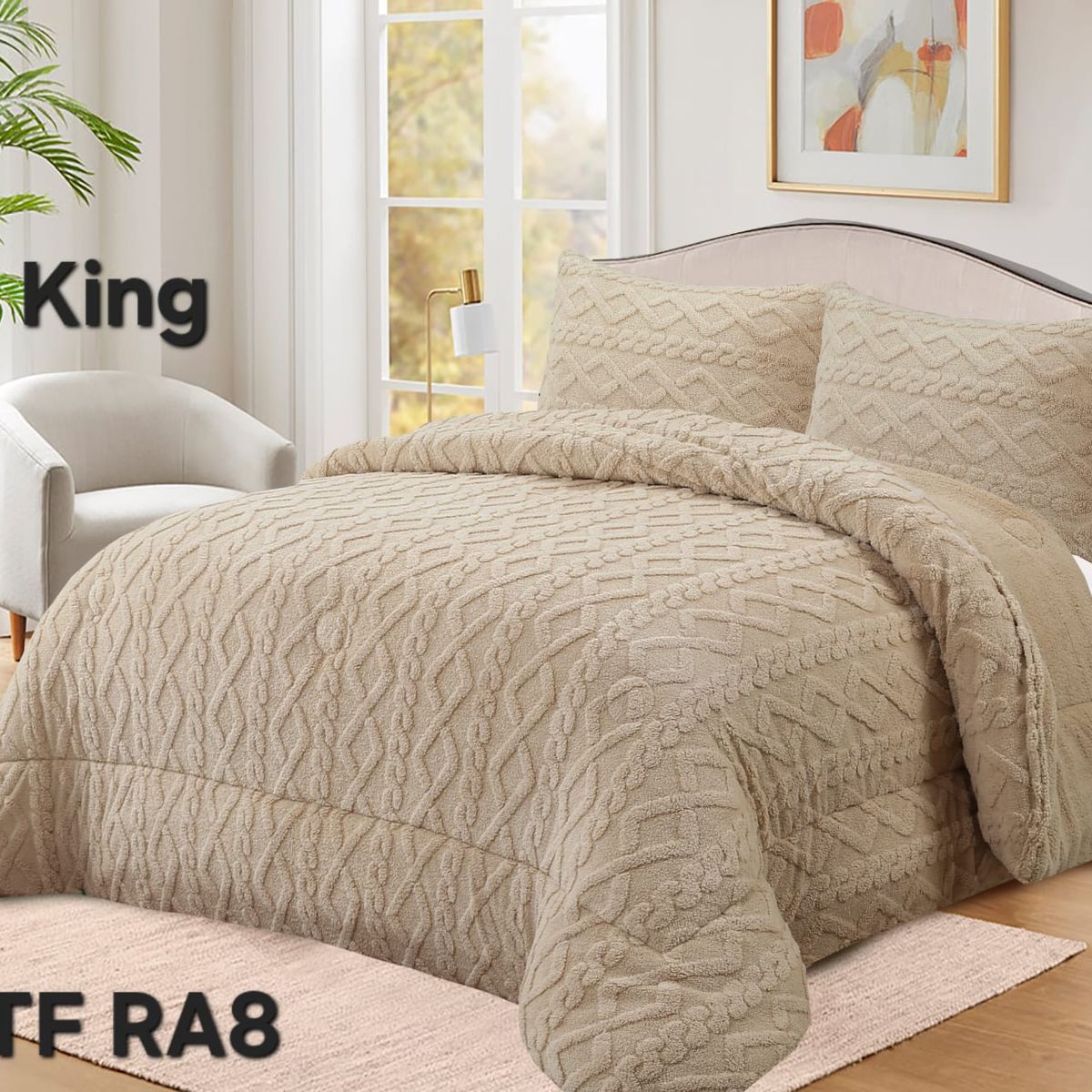 GENERICO - Cobertor de invierno Texturizado con CHIPORRO 2 Plazas Beige