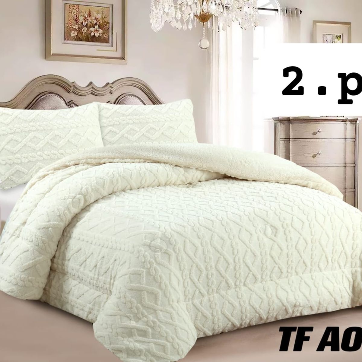 GENERICO - Cobertor de invierno Texturizado con CHIPORRO 2 Plazas Blanco Invierno